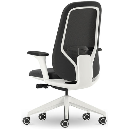 Atelier B22 White Frame Mesh Task Chair, Height Adjustable Arms, Black