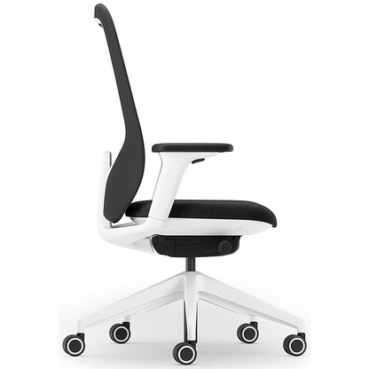 Atelier B22 White Frame Mesh Task Chair, Height Adjustable Arms, Black