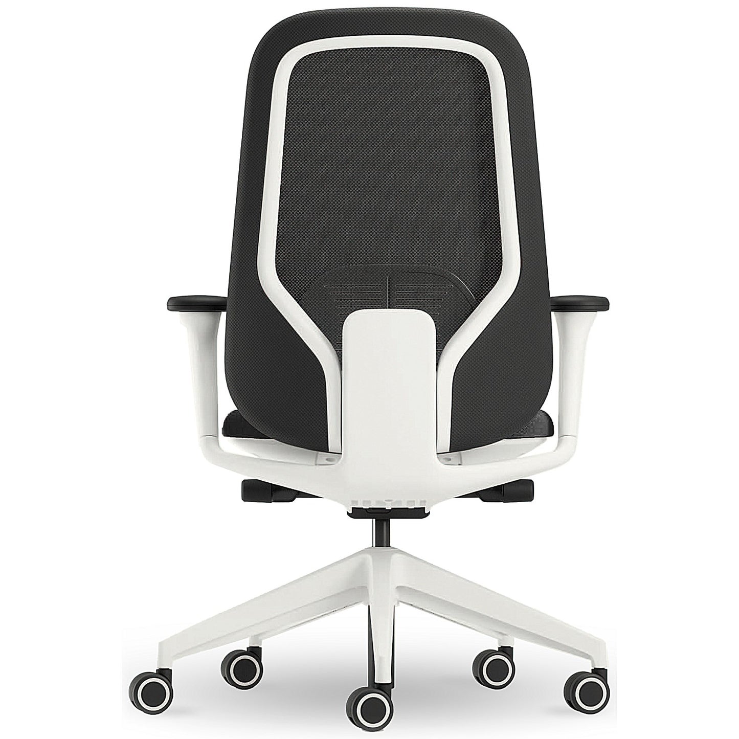 Atelier B22 White Frame Mesh Task Chair, Height Adjustable Arms, Black
