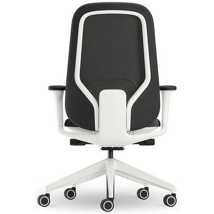 Atelier B22 White Frame Mesh Task Chair, Height Adjustable Arms, Black