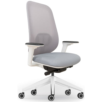 Atelier B22 White Frame Mesh Task Chair, Height Adjustable Arms, Grey