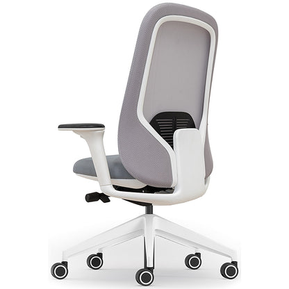 Atelier B22 White Frame Mesh Task Chair, Height Adjustable Arms, Grey