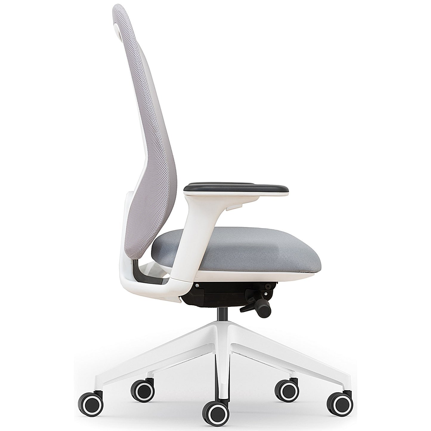 Atelier B22 White Frame Mesh Task Chair, Height Adjustable Arms, Grey