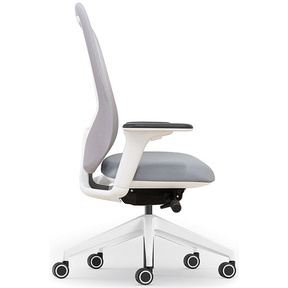 Atelier B22 White Frame Mesh Task Chair, Height Adjustable Arms, Grey