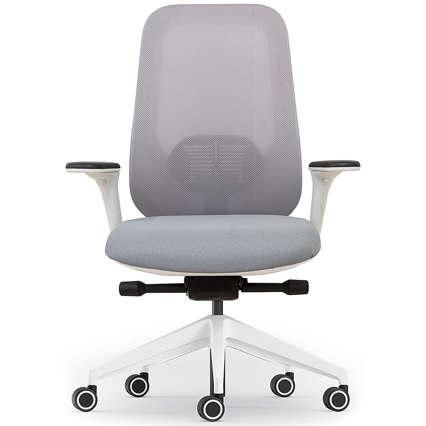 Atelier B22 White Frame Mesh Task Chair, Height Adjustable Arms, Grey