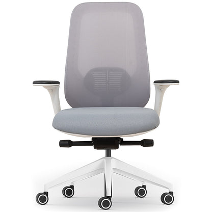 Atelier B22 White Frame Mesh Task Chair, Height Adjustable Arms, Grey