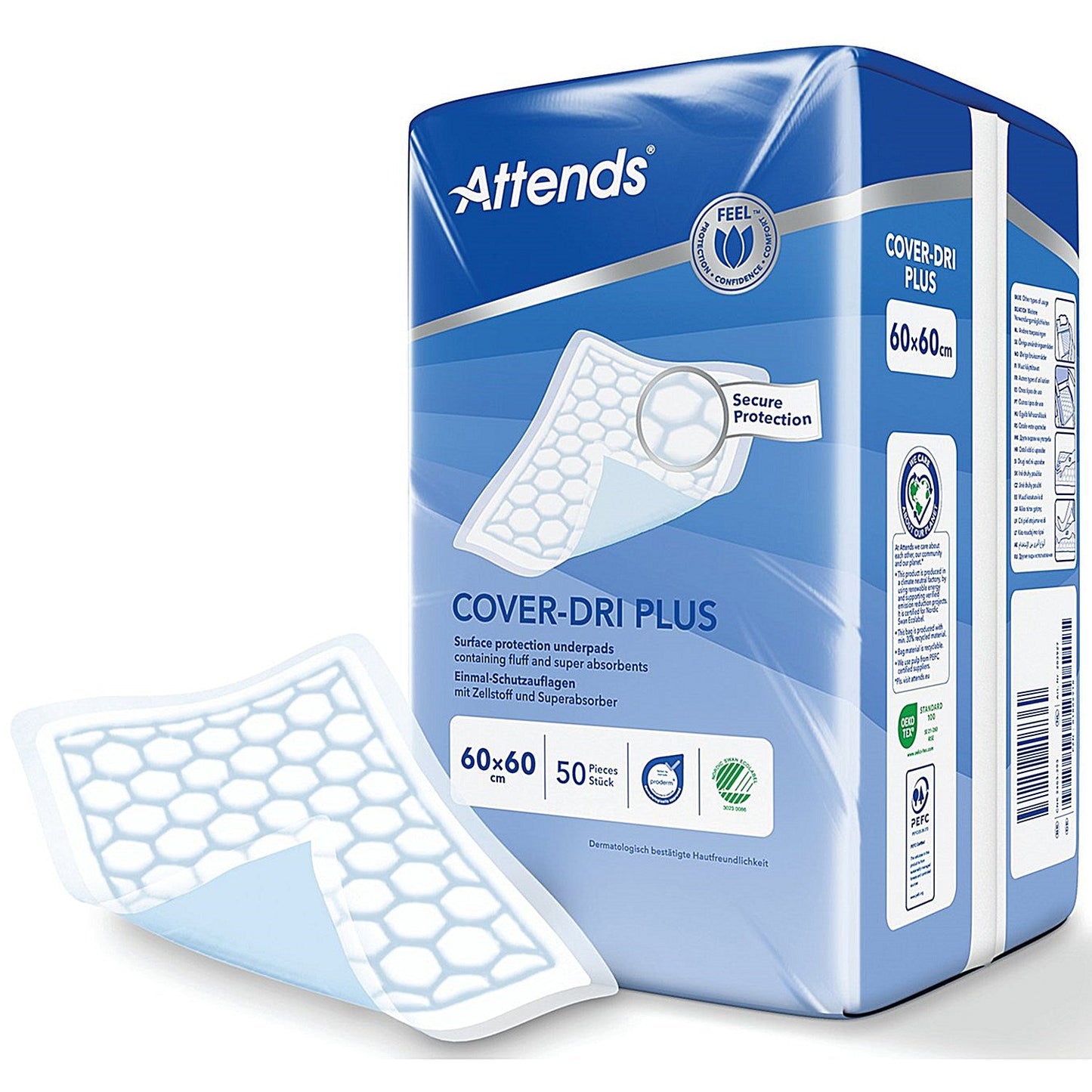 Attends Cover-Dri Bed Pad 600x600mm Plus x4 Pack of 50