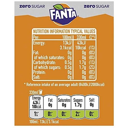 Fanta Zero, 24x330ml Cans