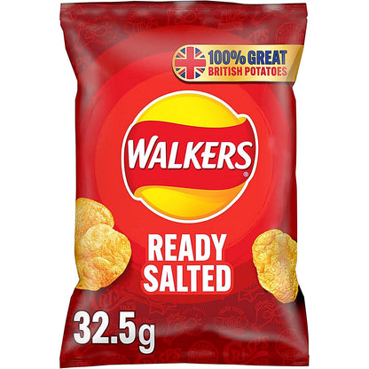 Walkers Ready Salted Crisps, 32.5g, Pack of 32