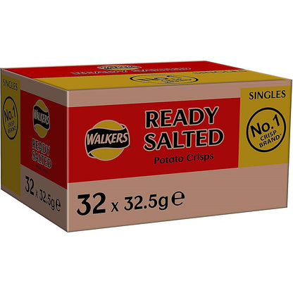 Walkers Ready Salted Crisps, 32.5g, Pack of 32