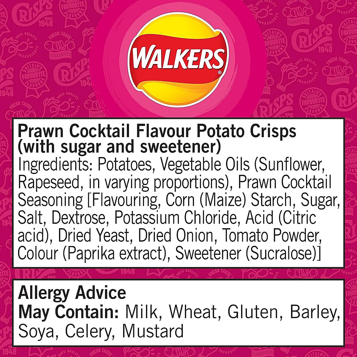 Walkers Prawn Cocktail Crisps, 32.5g, Pack of 32