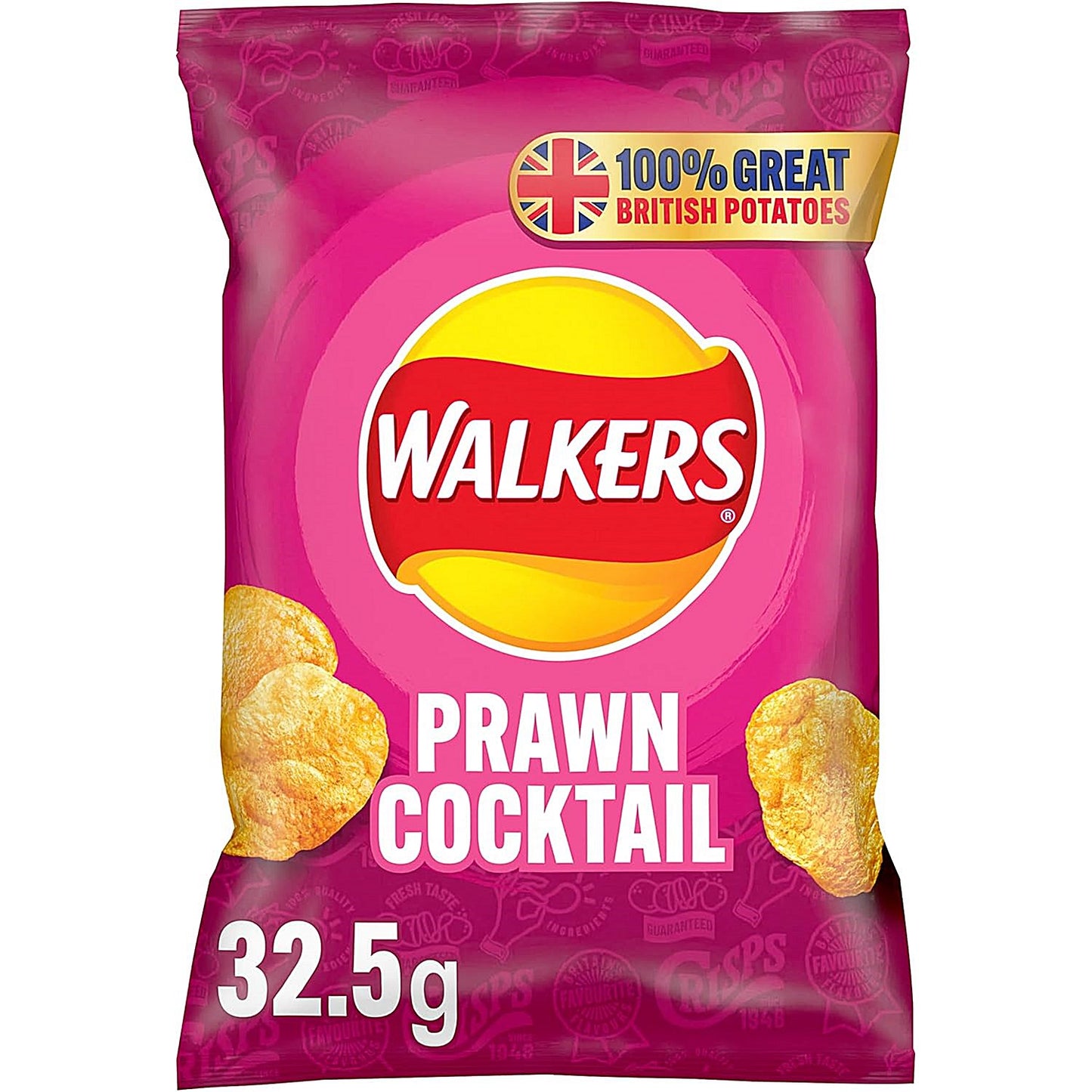 Walkers Prawn Cocktail Crisps, 32.5g, Pack of 32