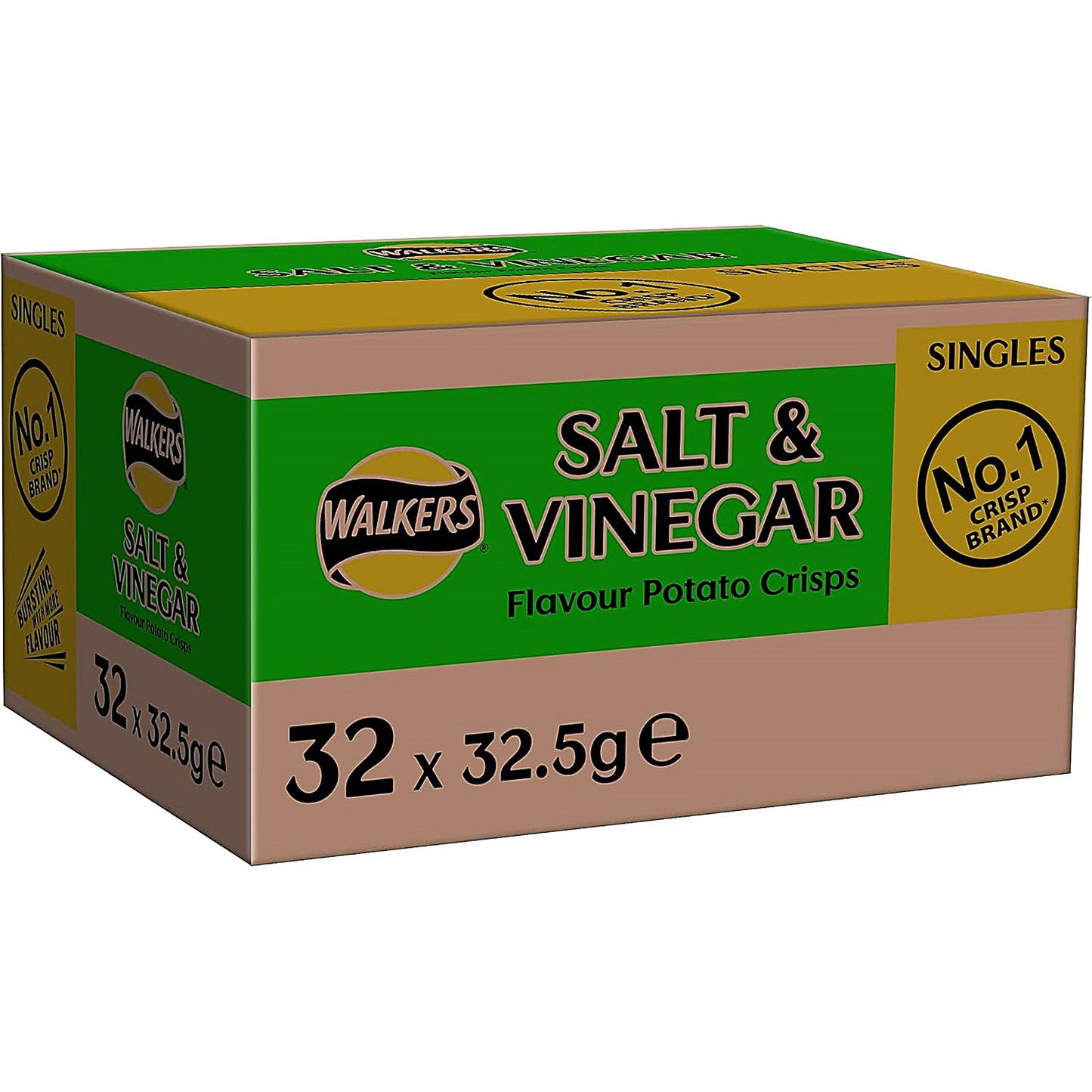 Walkers Salt & Vinegar Crisps, 32.5g, Pack of 32