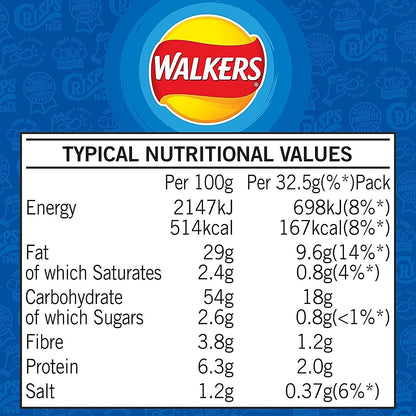 Walkers Cheese & Onion Crisps, 32.5g, Pack of 32