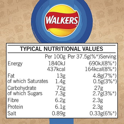Walkers Oven Baked Cheese & Onion Crisps, 37.5g, Pack of 32