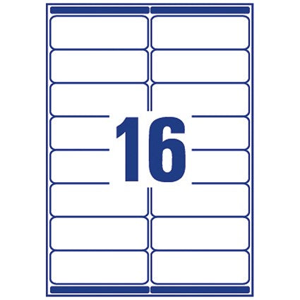 Avery L7162-500 Laser Labels, 16 Per Sheet, 99.1x33.9mm, White, 8000 Labels