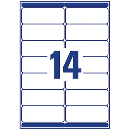Avery L7163-500 Laser Labels, 14 Per Sheet, 99.1x38.1mm, White,7000 Labels