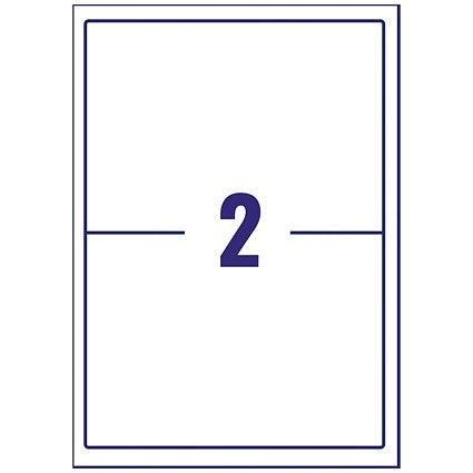 Avery L7068-20 Laser Labels, 2 Per Sheet, 199.6x143.5mm, White, 40 Labels