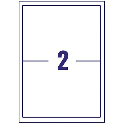 Avery L7068-20 Laser Labels, 2 Per Sheet, 199.6x143.5mm, White, 40 Labels