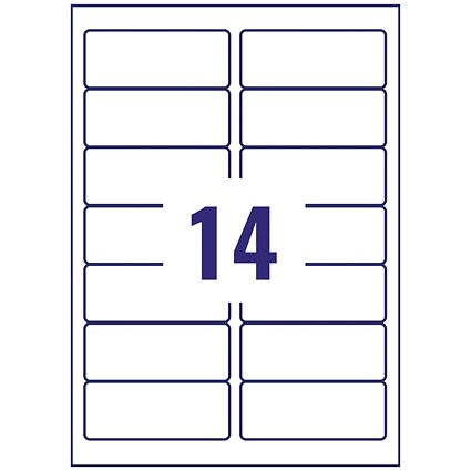 Avery J8163-25 Inkjet Labels, 14 Per Sheet, 99.1x38.1mm, White, 350 Labels