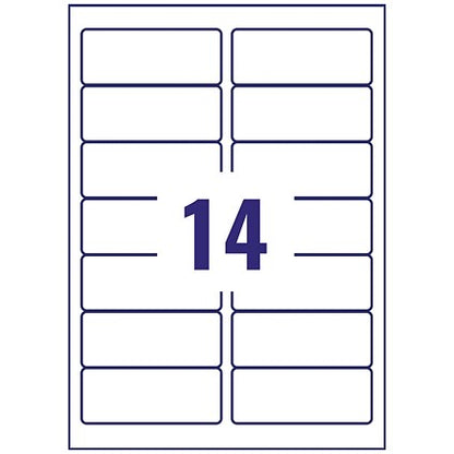 Avery J8163-25 Inkjet Labels, 14 Per Sheet, 99.1x38.1mm, White, 350 Labels