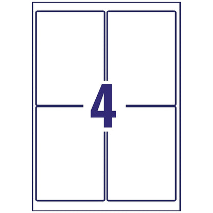 Avery J8169-25 Inkjet Labels, 4 Per Sheet, 139 x 99.1mm, White, 100 Labels