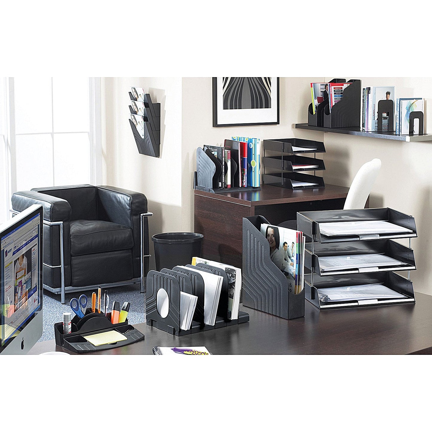 Avery Mainline Systemrack Extendable 6-Section Book Rack, Black