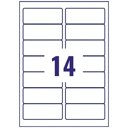 Avery J8163-100 Inkjet Labels, 14 Per Sheet, 99.1x38.1mm, White, 1400 Labels