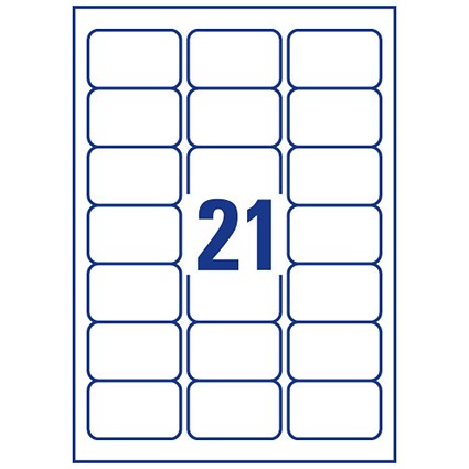 Avery J8560-25 Inkjet Labels, 21 Per Sheet, 63.5x38.1mm, Clear, 525 Labels