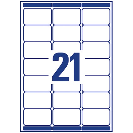 Avery L7160-40 Laser Labels, 21 Per Sheet, 63.5x38.1mm, White, 840 Labels