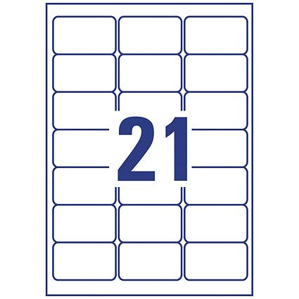 Avery LR7160-100 Recycled Laser Labels, 21 Per Sheet, 63.5x38.1mm, White, 2100 Labels