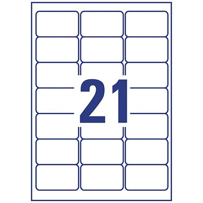 Avery LR7160-100 Recycled Laser Labels, 21 Per Sheet, 63.5x38.1mm, White, 2100 Labels