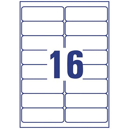 Avery LR7162-100 Recycled Laser Labels, 16 Per Sheet, 99.1 x 33.9mm, White, 1600 Labels