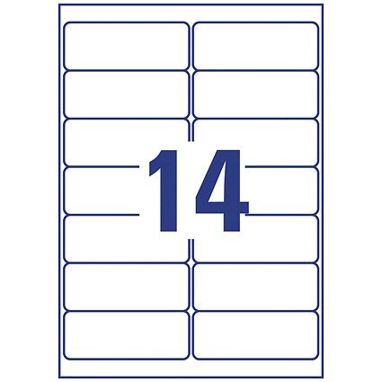 Avery LR7163-100 Recycled Laser Labels, 14 Per Sheet, 99.1x38.1mm, White, 1400 Labels