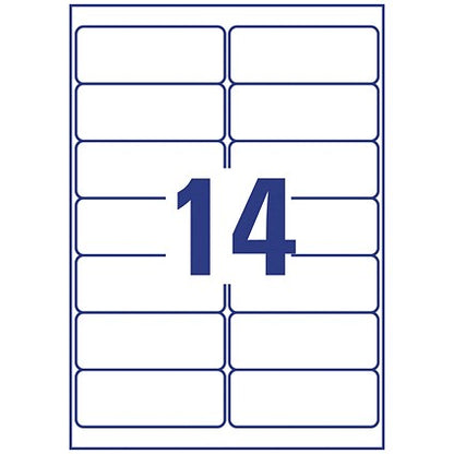 Avery LR7163-100 Recycled Laser Labels, 14 Per Sheet, 99.1x38.1mm, White, 1400 Labels