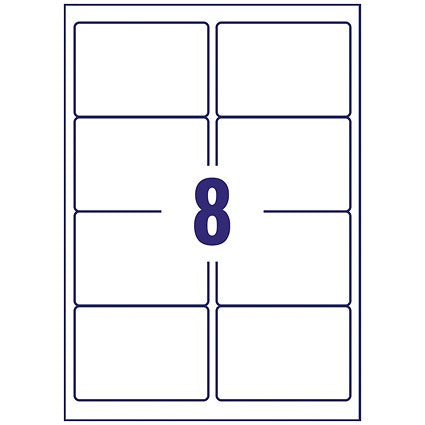 Avery LR7165-100 Recycled Laser Labels, 8 Per Sheet, 99.1x67.7mm, White, 800 Labels
