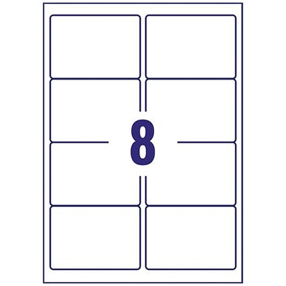 Avery LR7165-100 Recycled Laser Labels, 8 Per Sheet, 99.1x67.7mm, White, 800 Labels