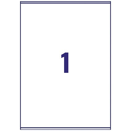 Avery LR7167-100 Recycled Laser Labels, 1 Per Sheet, 199.6 x 289.1mm, White, 100 Labels