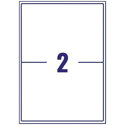 Avery LR7168-100 Recycled Laser Labels, 2 Per Sheet, 199.6x143.5mm, White, 200 Labels