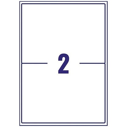 Avery LR7168-100 Recycled Laser Labels, 2 Per Sheet, 199.6x143.5mm, White, 200 Labels