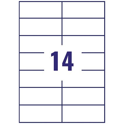 Avery 3653 Multi-Purpose Labels, 14 Per Sheet, 105x42.3mm, White, 1400 Labels