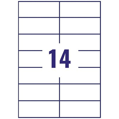 Avery 3653 Multi-Purpose Labels, 14 Per Sheet, 105x42.3mm, White, 1400 Labels