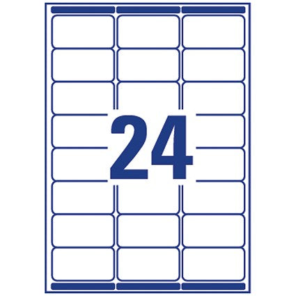 Avery L7159-250 Laser Labels, 24 Per Sheet, 63.5x33.9mm, White, 6000 Labels