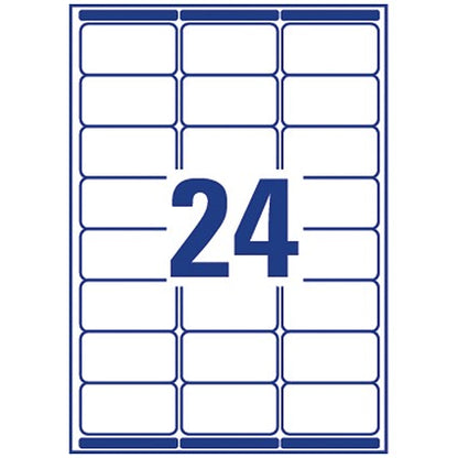 Avery L7159-250 Laser Labels, 24 Per Sheet, 63.5x33.9mm, White, 6000 Labels