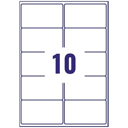 Avery L7173-250 Laser Labels, 10 Per Sheet, 99.1x57mm, White, 2500 Labels