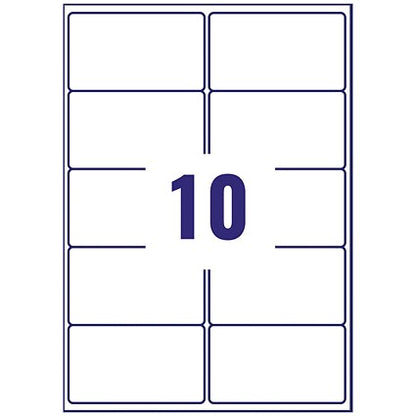 Avery L7173-250 Laser Labels, 10 Per Sheet, 99.1x57mm, White, 2500 Labels