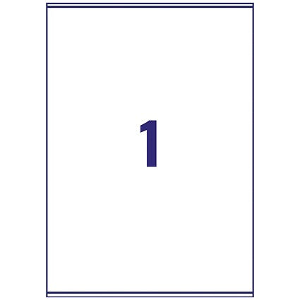 Avery L7167-500 Laser Labels, 1 Per Sheet, 199.6x289.1mm, White, 500 Labels