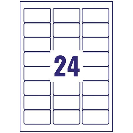 Avery J8159-100 Inkjet Labels, 24 Per Sheet, 63.5x33.9mm, White, 2400 Labels
