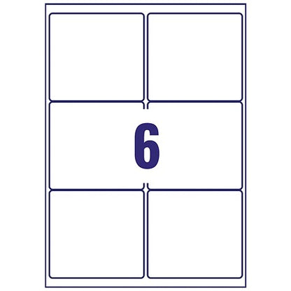Avery J8166-100 Inkjet Labels, 6 Per Sheet, 99.1x93.1mm, White, 600 Labels