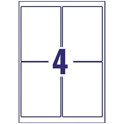 Avery J8169-100 Inkjet Labels, 4 Per Sheet, 139x99.1mm, White, 400 Labels